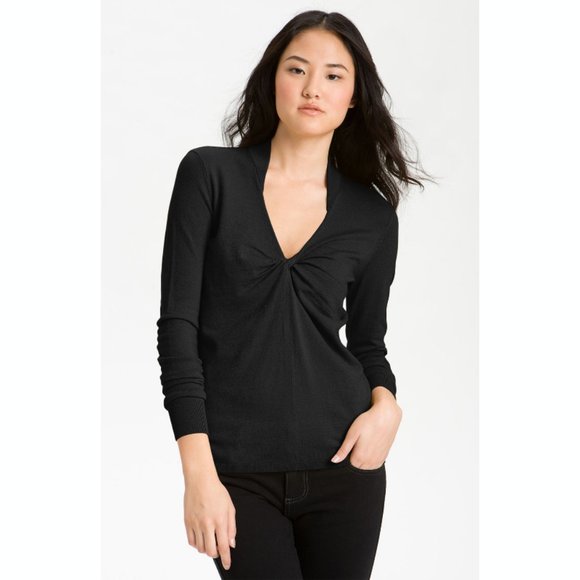 Halogen Brown Viscose Knit Knot Front Sweater S - Picture 2 of 8